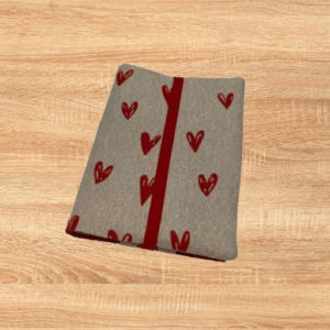 Couvre livre de poche molletonné motif coeur